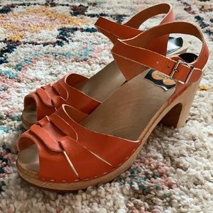 Swedish hasbeens peep toe super high sandals/ clog